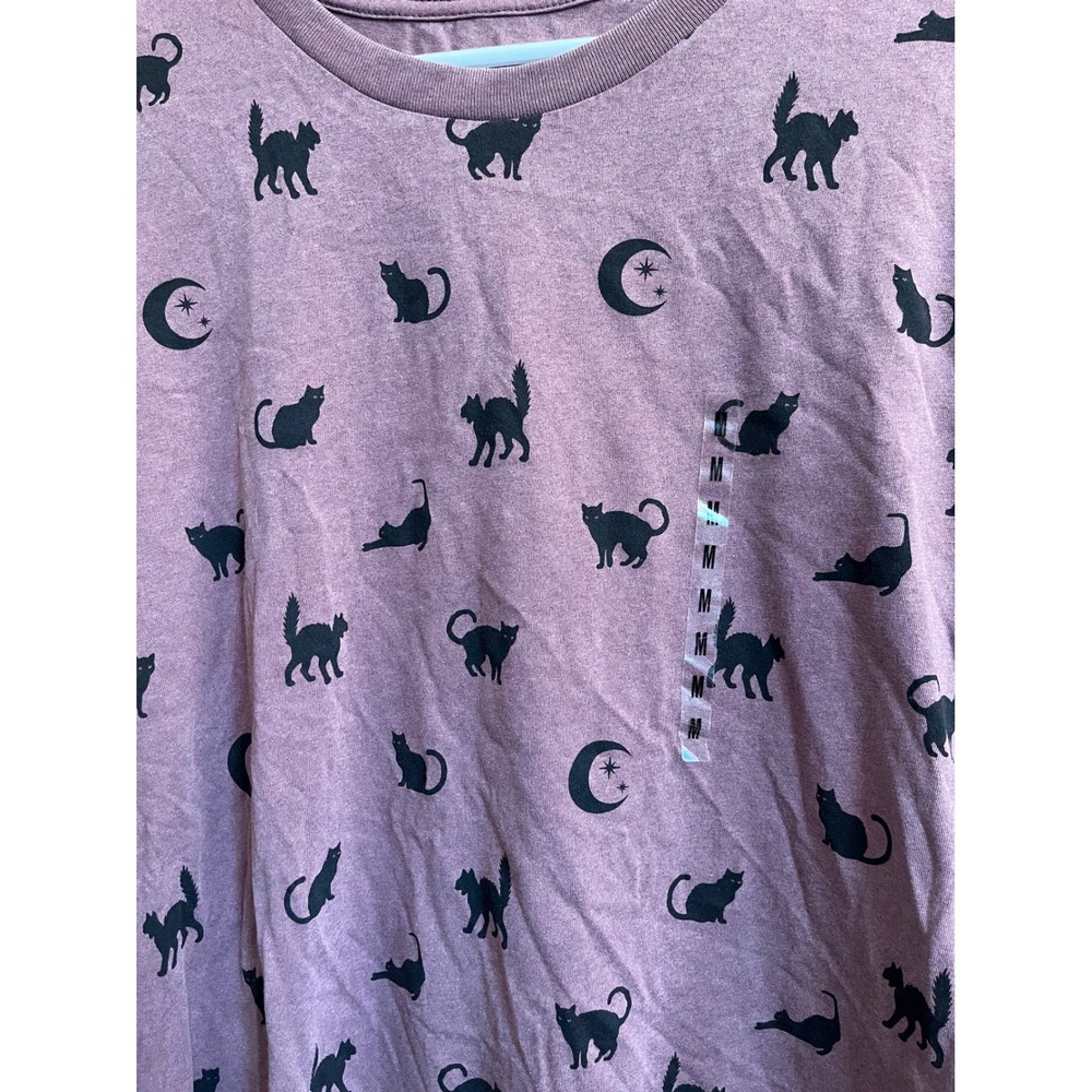 Doe Cat Attack T-Shirt Unisex Medium Purple Mineral Wash Moon Celestial Graphic - Picture 7 of 7